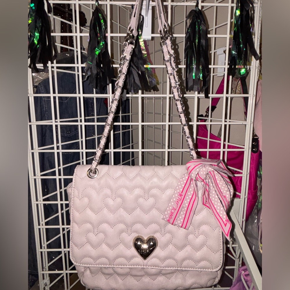 Betsey Johnson Gray Quilted Heart Bag